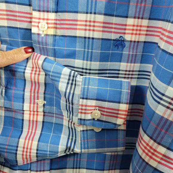 Brooks Brothers Men's Blue Plaid Button Front Non-Iron Shirt Size 2XL 11026-1250 - Picture 4 of 6